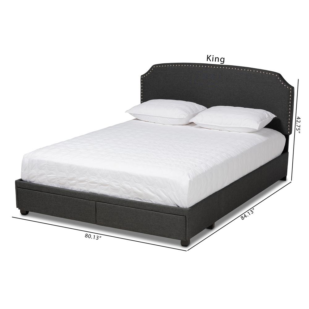Larese Dark Grey Fabric Upholstered 2-Drawer Queen Size Platform Storage Bed. Picture 24