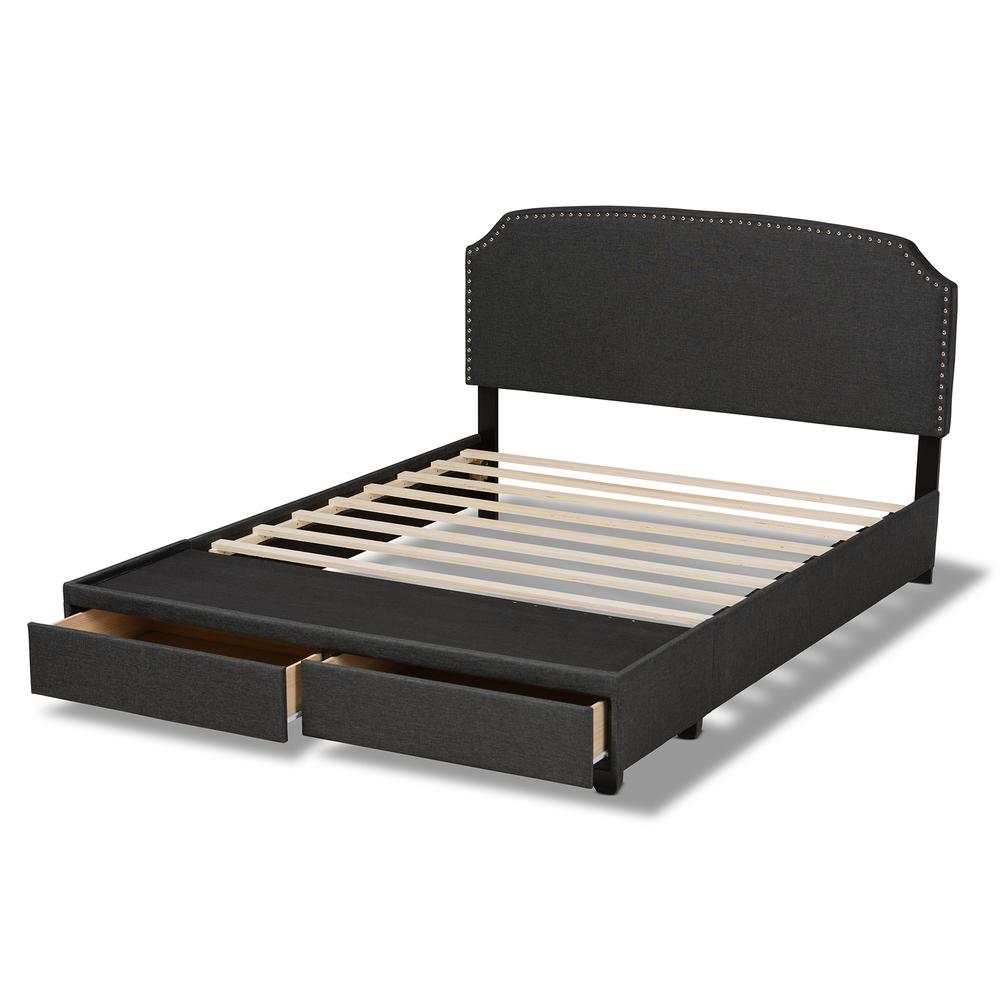 Larese Dark Grey Fabric Upholstered 2-Drawer Queen Size Platform Storage Bed. Picture 17