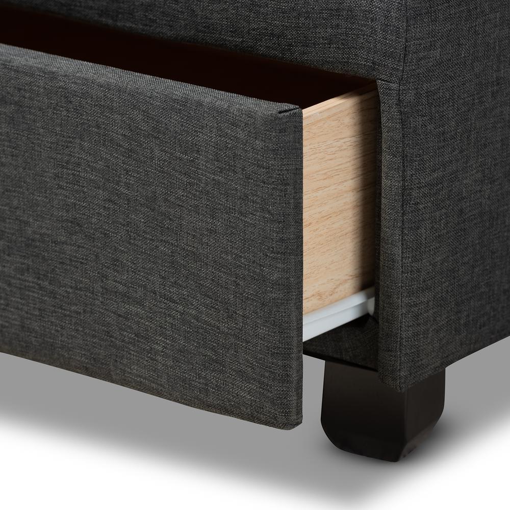 Larese Dark Grey Fabric Upholstered 2-Drawer Queen Size Platform Storage Bed. Picture 19
