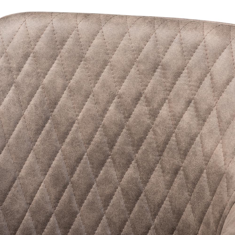 Grey and Brown Imitation Leather Upholstered 2-Piece Metal Dining Chair Set. Picture 12
