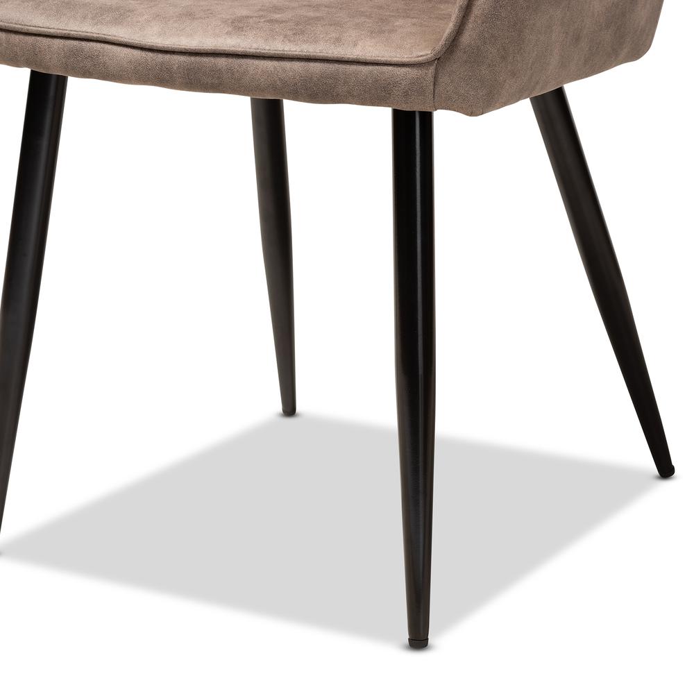 Grey and Brown Imitation Leather Upholstered 2-Piece Metal Dining Chair Set. Picture 13