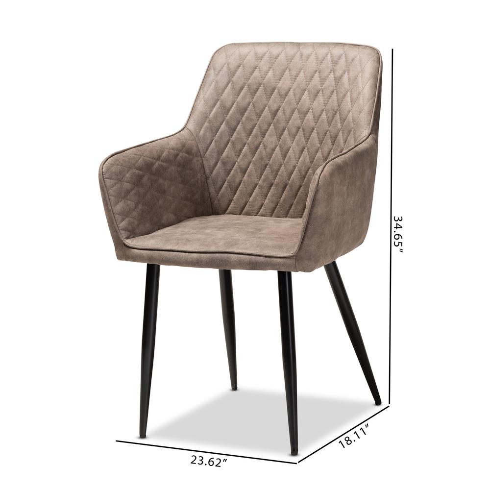 Grey and Brown Imitation Leather Upholstered 2-Piece Metal Dining Chair Set. Picture 16