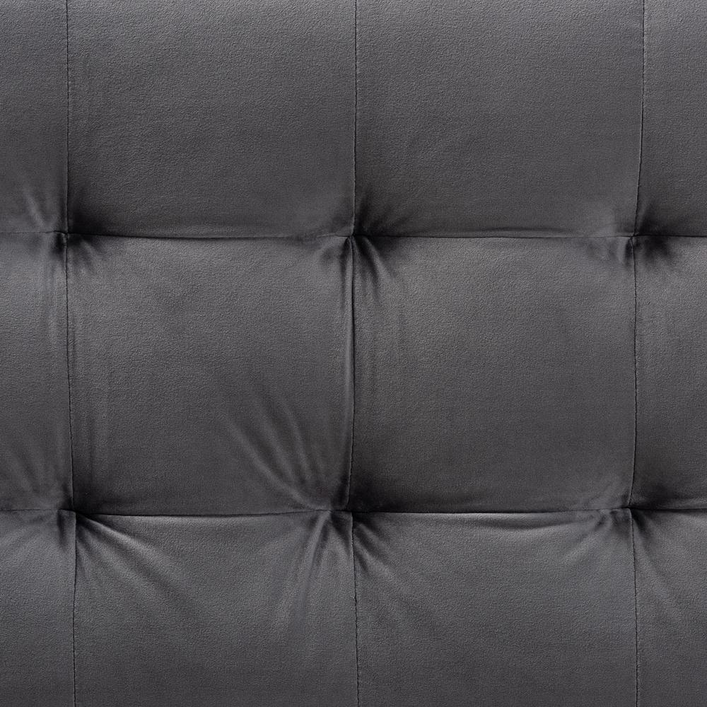 Grey Velvet Fabric Upholstered Grid-Tufted Storage Ottoman Bench. Picture 17