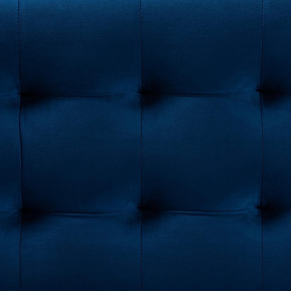 Navy Blue Velvet Fabric Upholstered Grid-Tufted Storage Ottoman Bench. Picture 17