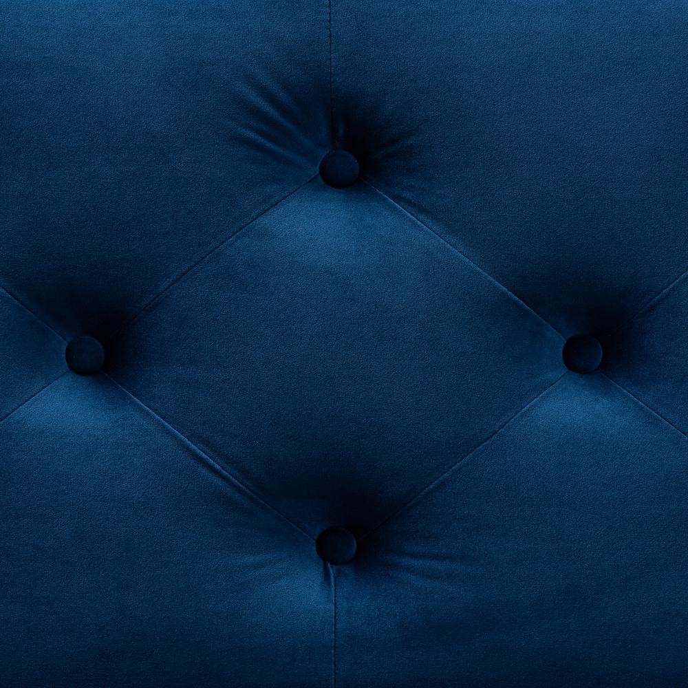 Navy Blue Velvet Fabric Upholstered Button-Tufted Storage Ottoman Bench. Picture 17