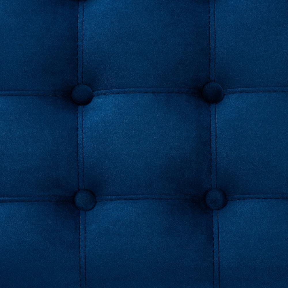 Navy Blue Velvet Fabric Upholstered Button-Tufted Storage Ottoman Bench. Picture 17