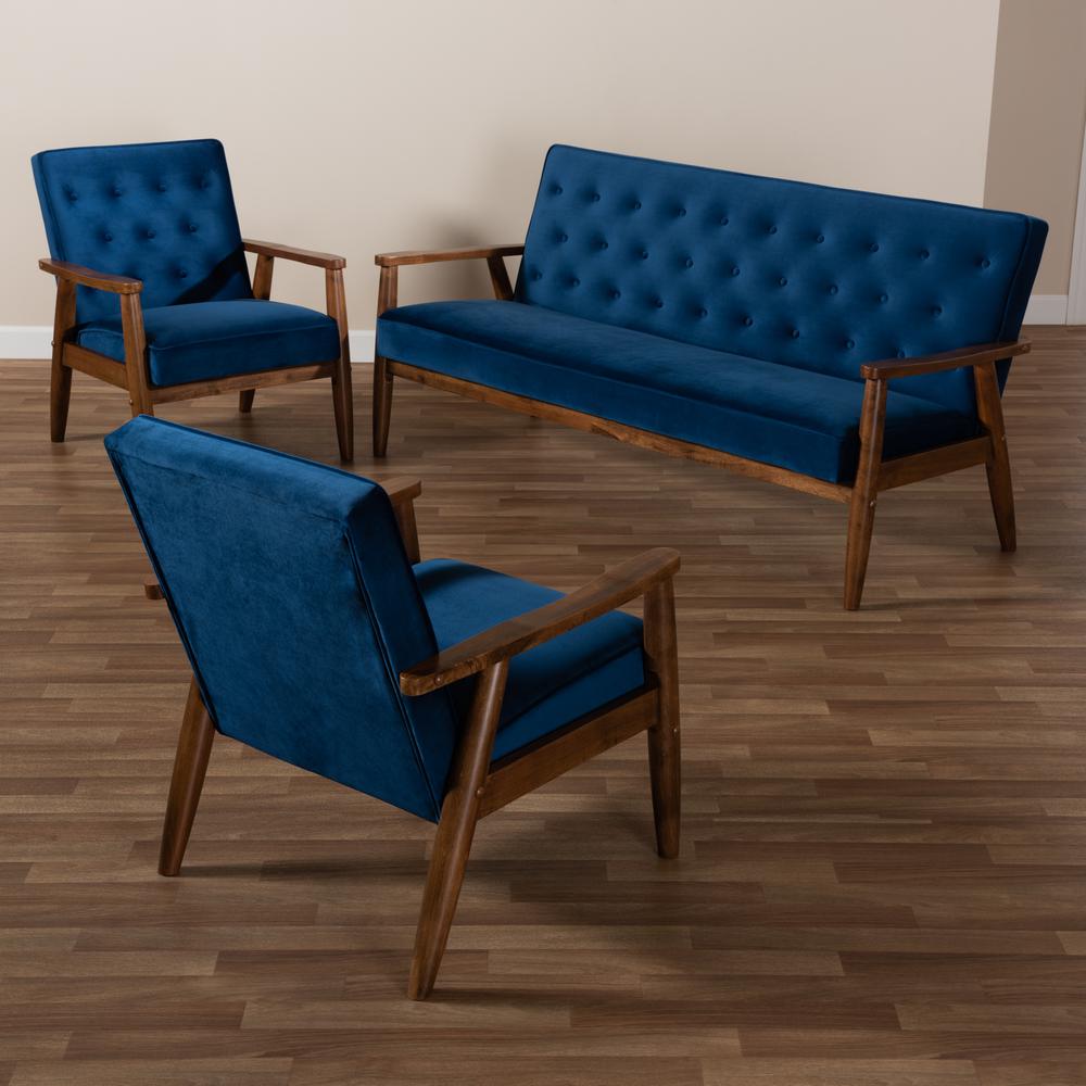 Walnut Finished 3-Piece Wooden Living Room Set. Picture 15