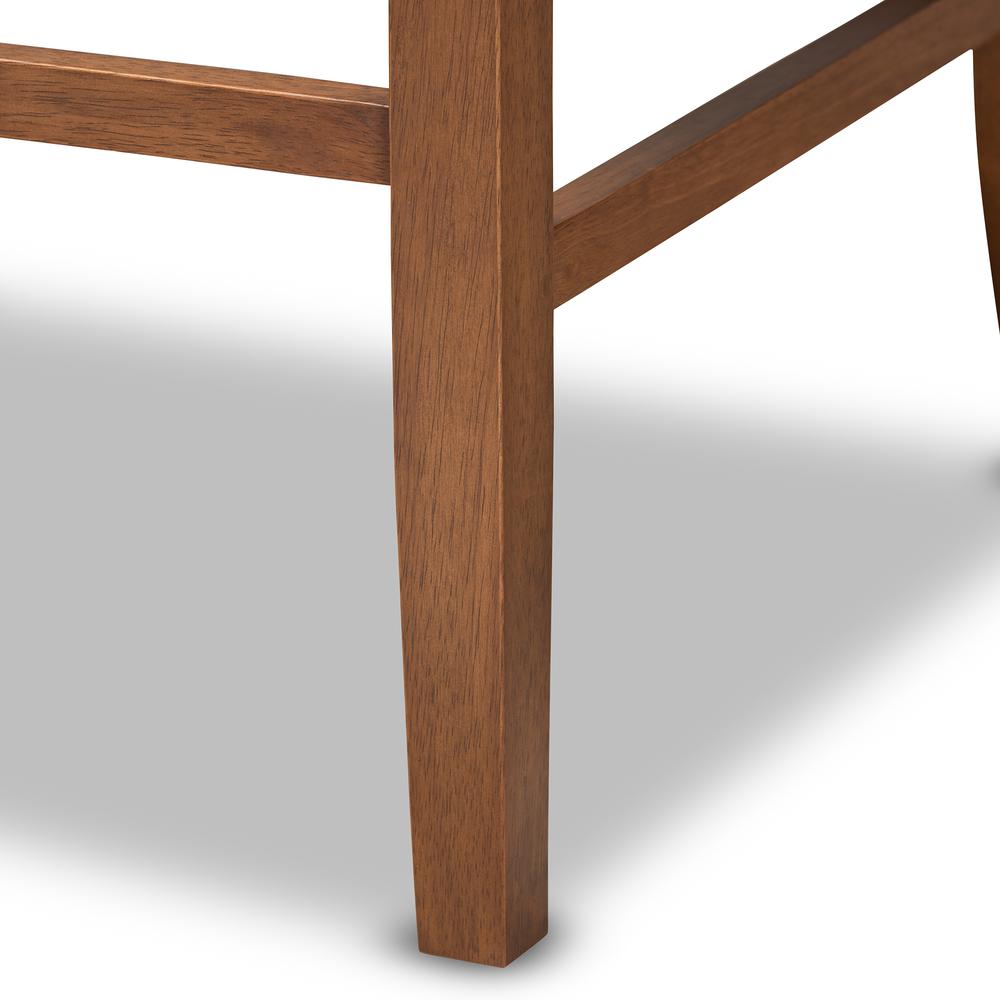 Grey Fabric Upholstered Walnut Finished Wood Button Tufted Bar Stool Bench. Picture 17