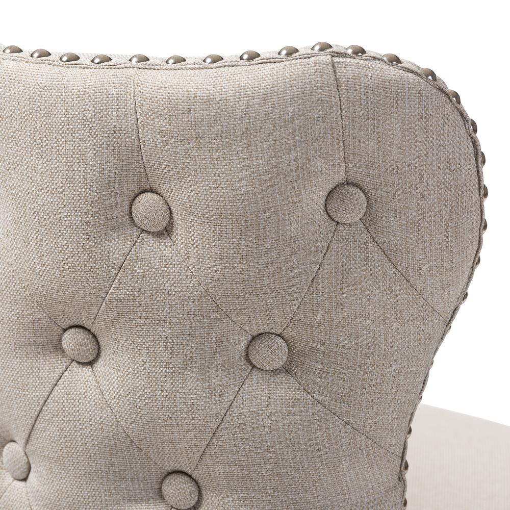 Light Beige Fabric Button-Tufted Upholstered 2-Piece Swivel Barstool Set. Picture 13
