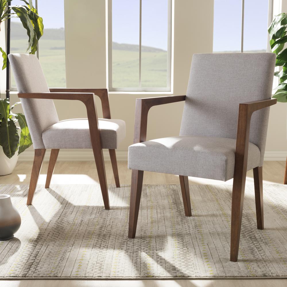 Greyish Beige Upholstered Wooden 2-Piece Lounge Chair Set. Picture 10