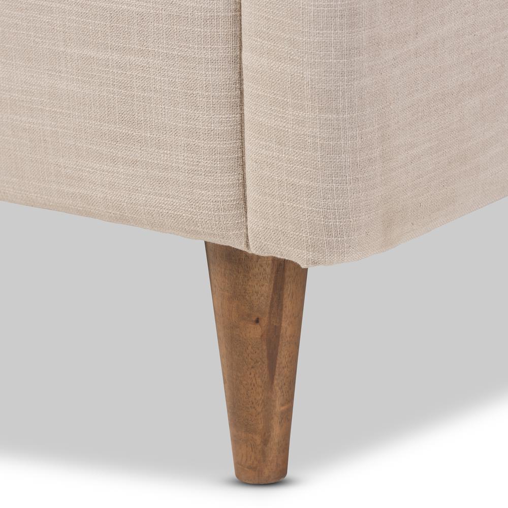 Baxton Studio Hannah Mid-Century Modern Beige Linen Queen Size Platform Bed. Picture 9