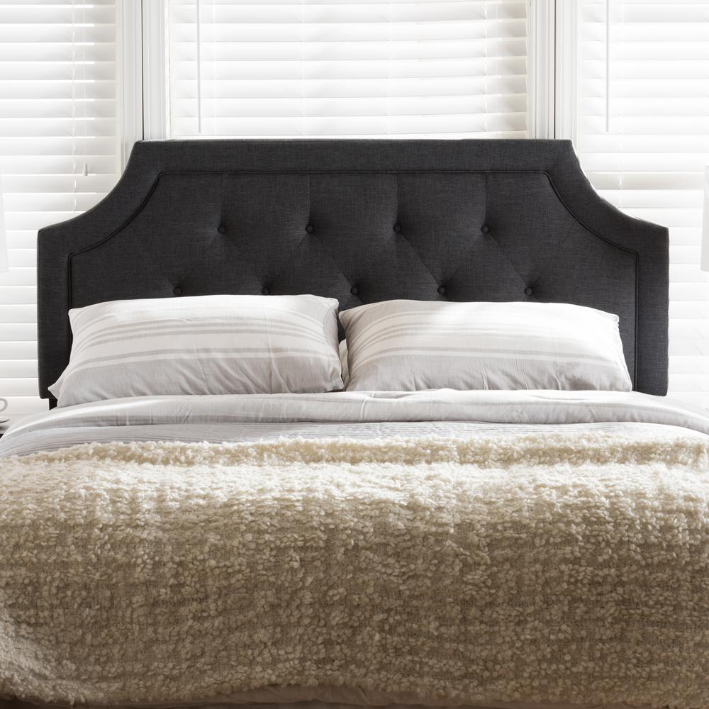Baxton Studio Mars Modern and Contemporary Dark Grey Fabric Full Size Headboard. Picture 10