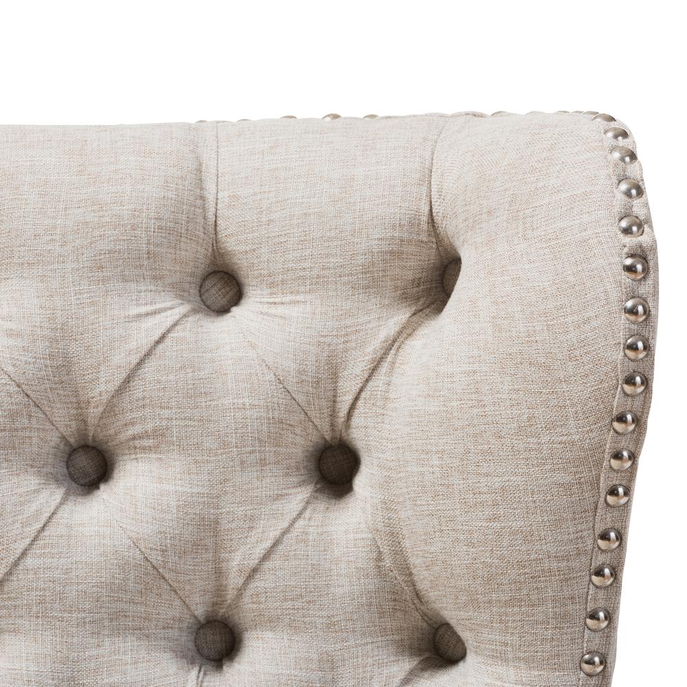 Fabric Upholstered Button-Tufting with Nail Heads Trim 2-Seater Loveseat Settee. Picture 12