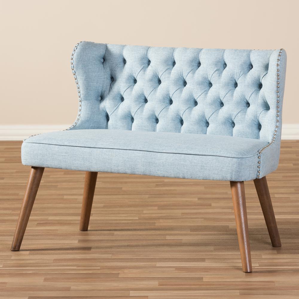 Fabric Upholstered Button-Tufting with Nail Heads Trim 2-Seater Loveseat Settee. Picture 14