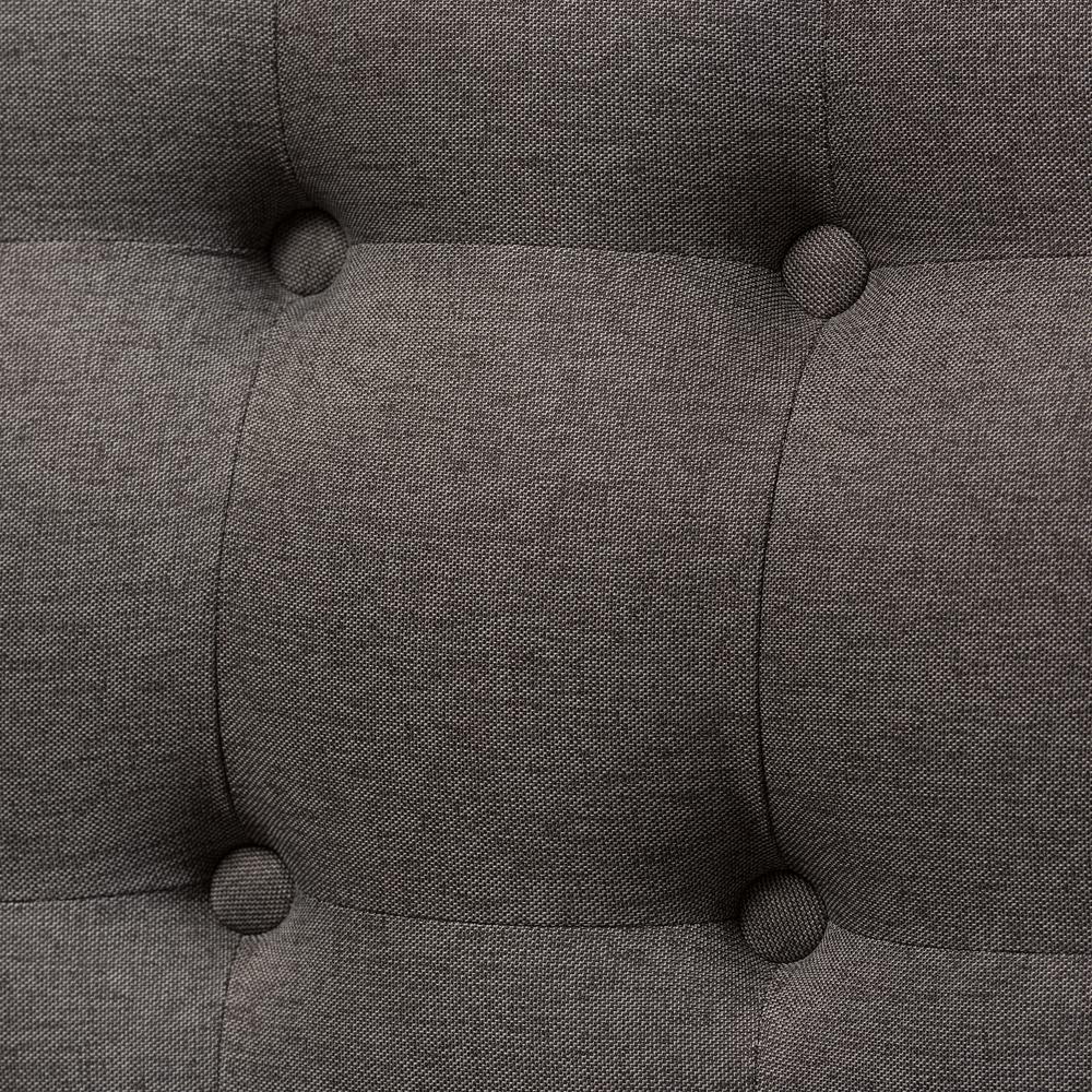 Grey Fabric and Natural Wood Finishing 3-Seater Settee Bench. Picture 13