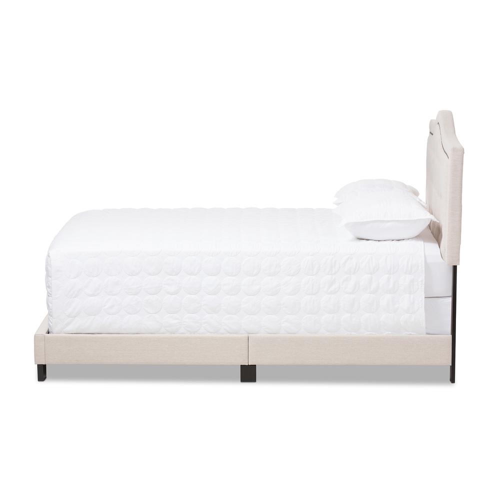 Emerson Modern and Contemporary Light Beige Fabric Upholstered Full Size Bed. Picture 10