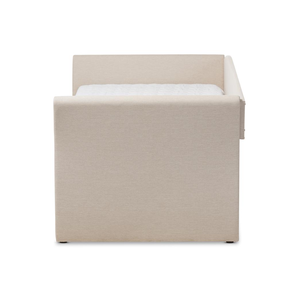 Beige Fabric Upholstered Daybed with Guest Trundle Bed. Picture 14