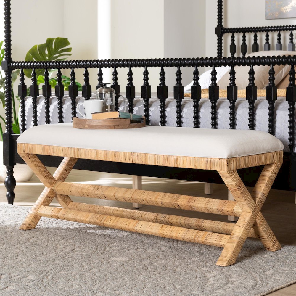 Christy Natural Rattan Bench. Picture 7