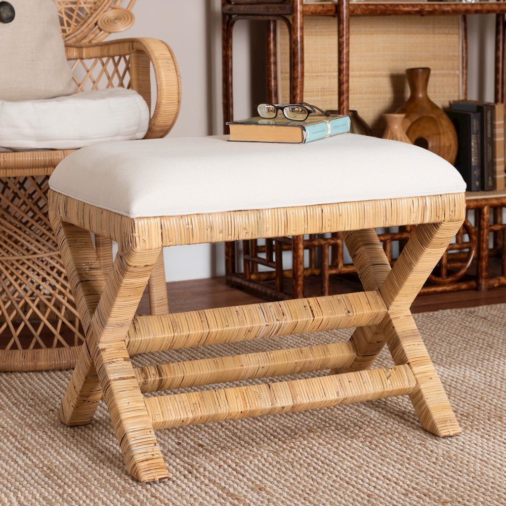 Christy Natural Rattan Ottoman. Picture 7