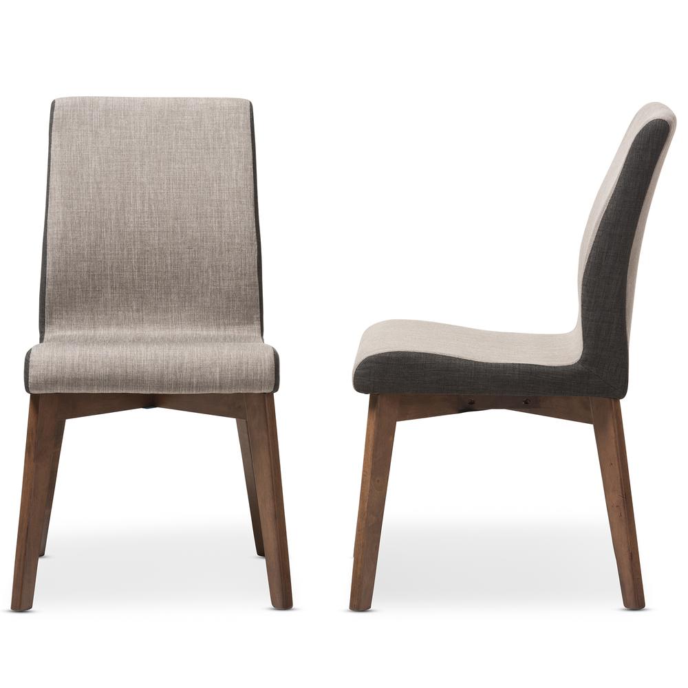 Kimberly Mid-Century Modern Beige and Brown Fabric Dining Chair (Set of 2). Picture 11