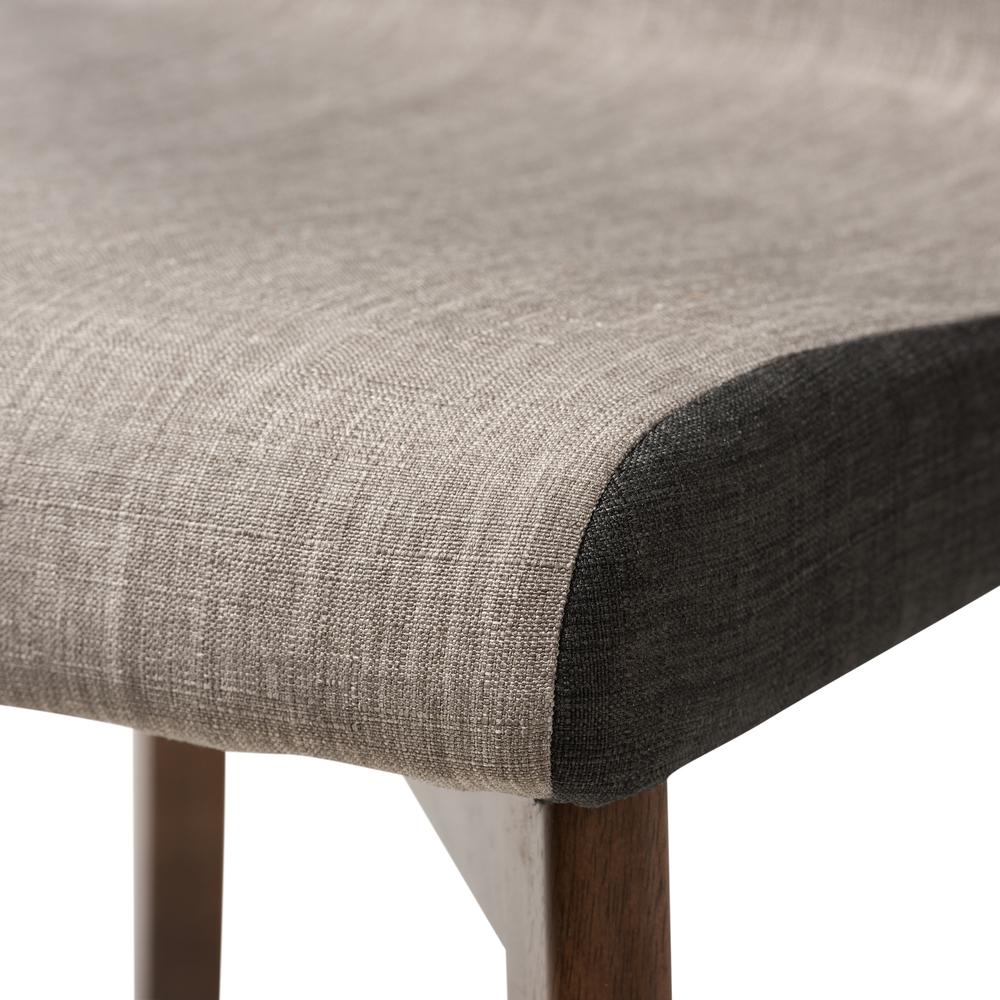 Kimberly Mid-Century Modern Beige and Brown Fabric Dining Chair (Set of 2). Picture 12