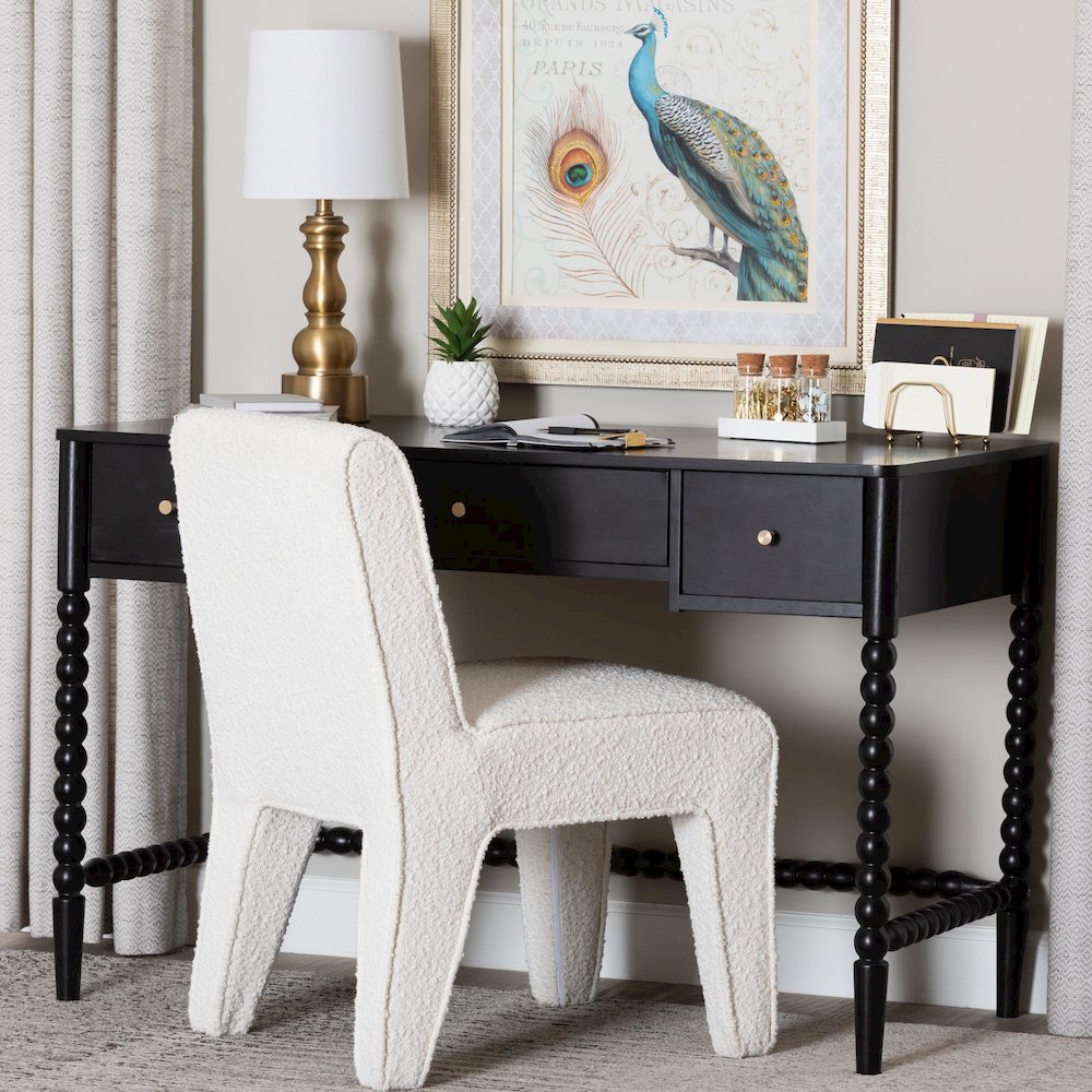 Lucera Bobbin Writing Desk, Black. Picture 10