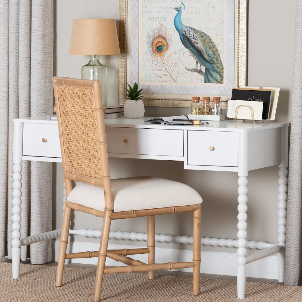 Lucera Bobbin Writing Desk, White. Picture 10