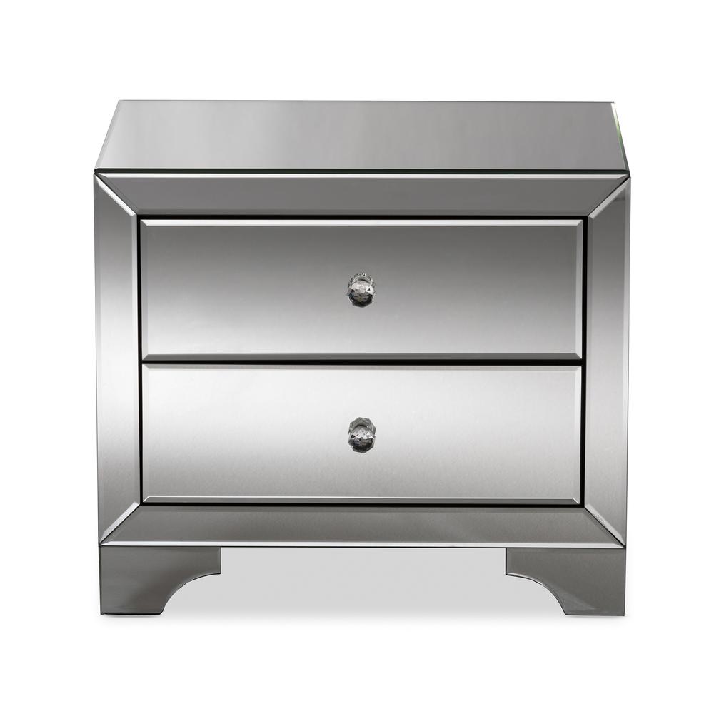 Baxton Studio Farrah Hollywood Regency Glamour Style Mirrored 2-Drawer End Table. Picture 10