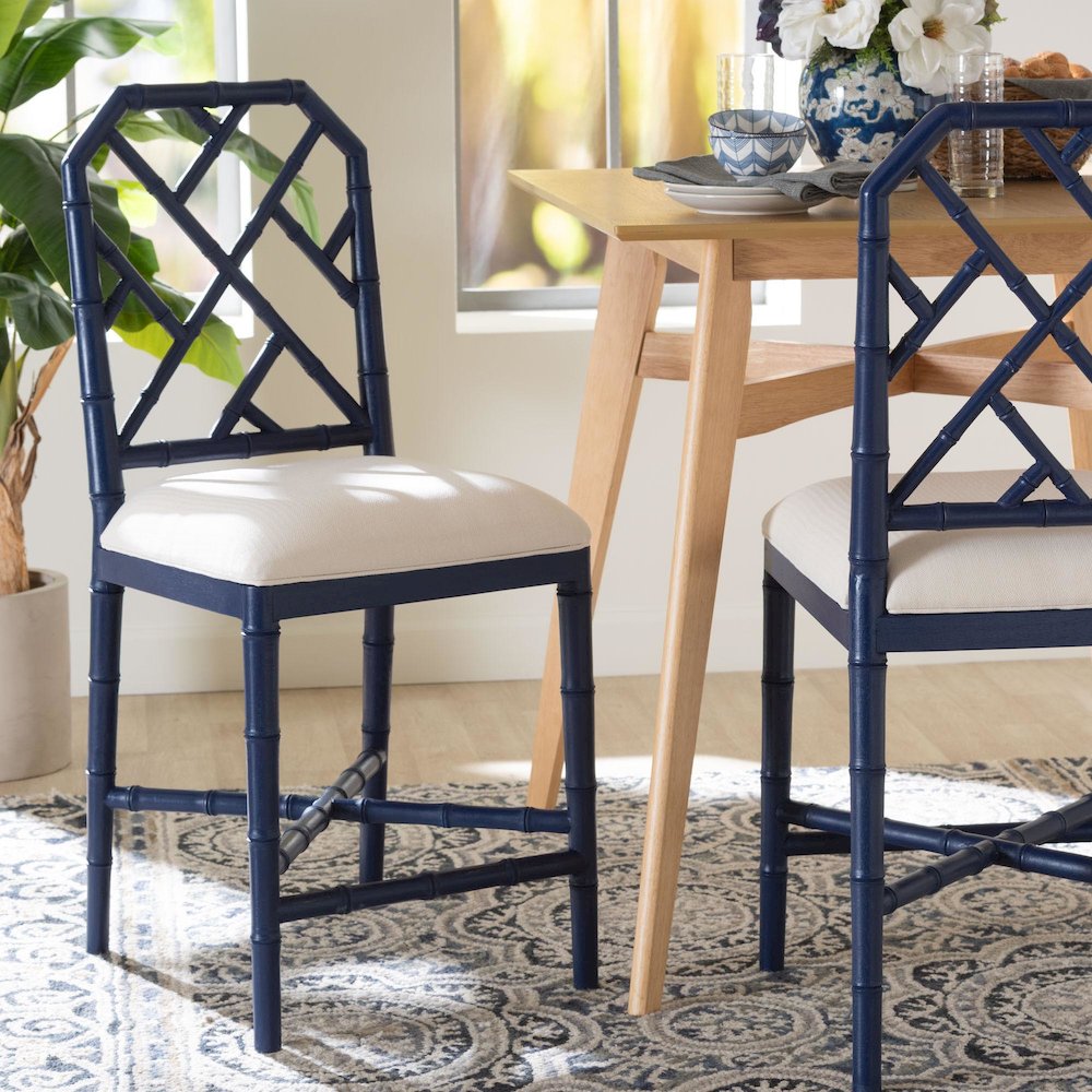Sergio Wood Counter Stool, Navy Blue. Picture 9