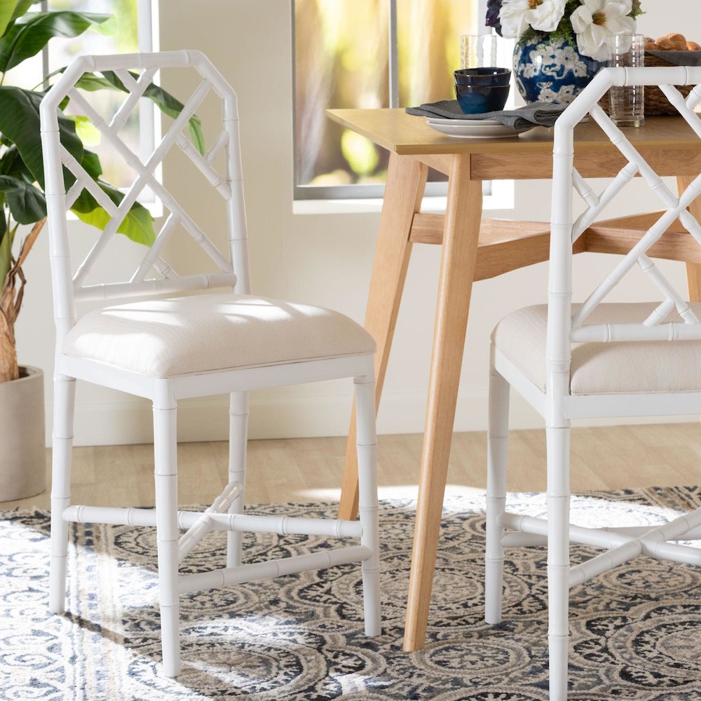 Sergio Wood Counter Stool, White. Picture 9