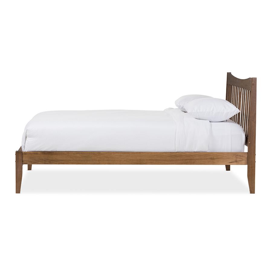 Solid Walnut Wood Curvaceous Slatted Queen Size Platform Bed. Picture 2