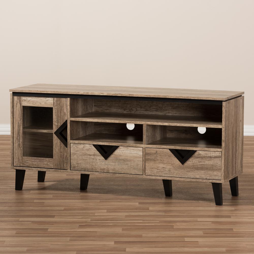 Baxton Studio Cardiff Modern and Contemporary Light Brown Wood 55-Inch TV Stand. Picture 13