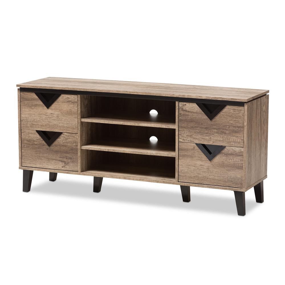 Baxton Studio Beacon Modern and Contemporary Light Brown Wood 55-Inch TV Stand. Picture 8