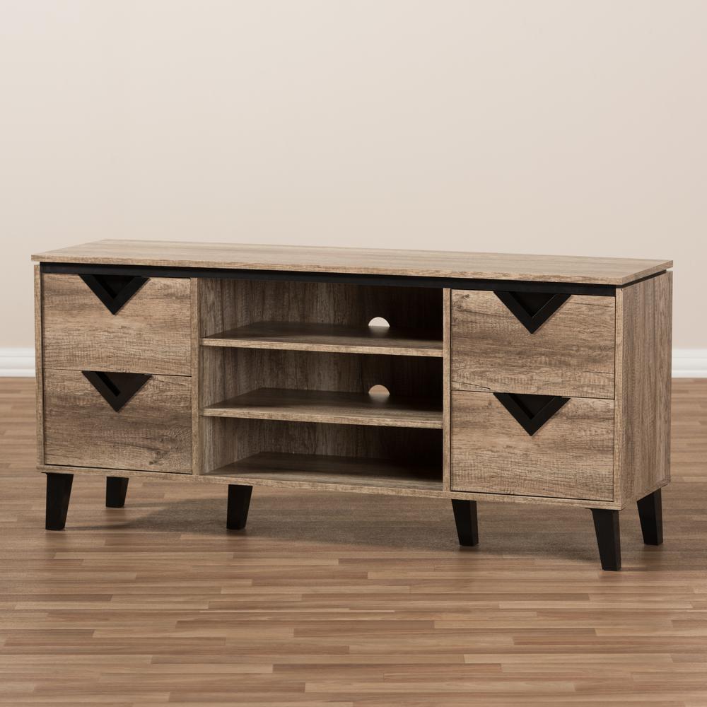 Baxton Studio Beacon Modern and Contemporary Light Brown Wood 55-Inch TV Stand. Picture 13