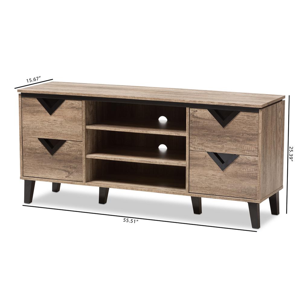 Baxton Studio Beacon Modern and Contemporary Light Brown Wood 55-Inch TV Stand. Picture 14