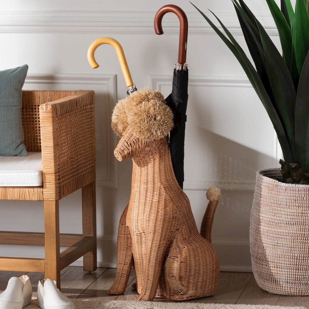 Persis Natural Rattan Poodle Umbrella Holder. Picture 7