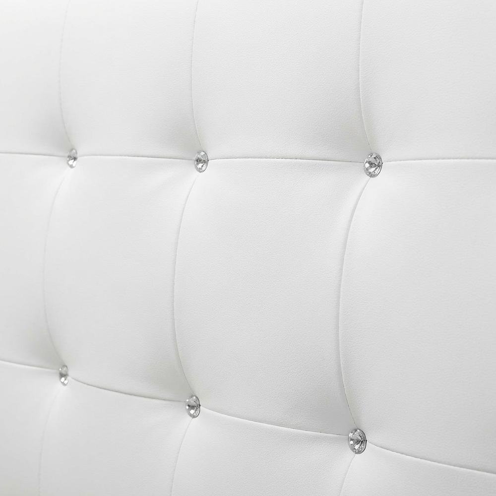 White Faux Leather Headboard Queen Size with PU Foam Padding and Wood Frame. Picture 4