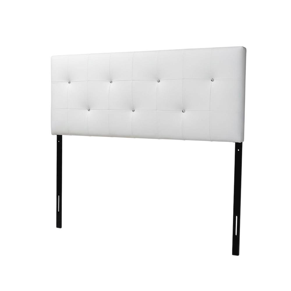 White Faux Leather Headboard Queen Size with PU Foam Padding and Wood Frame. Picture 1