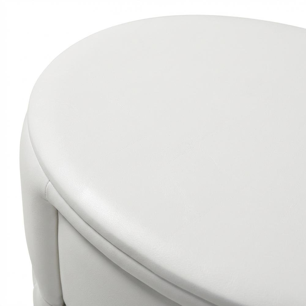 Glamour Style White Faux Leather Nightstand with 2 Drawers and Wooden Frame. Picture 5