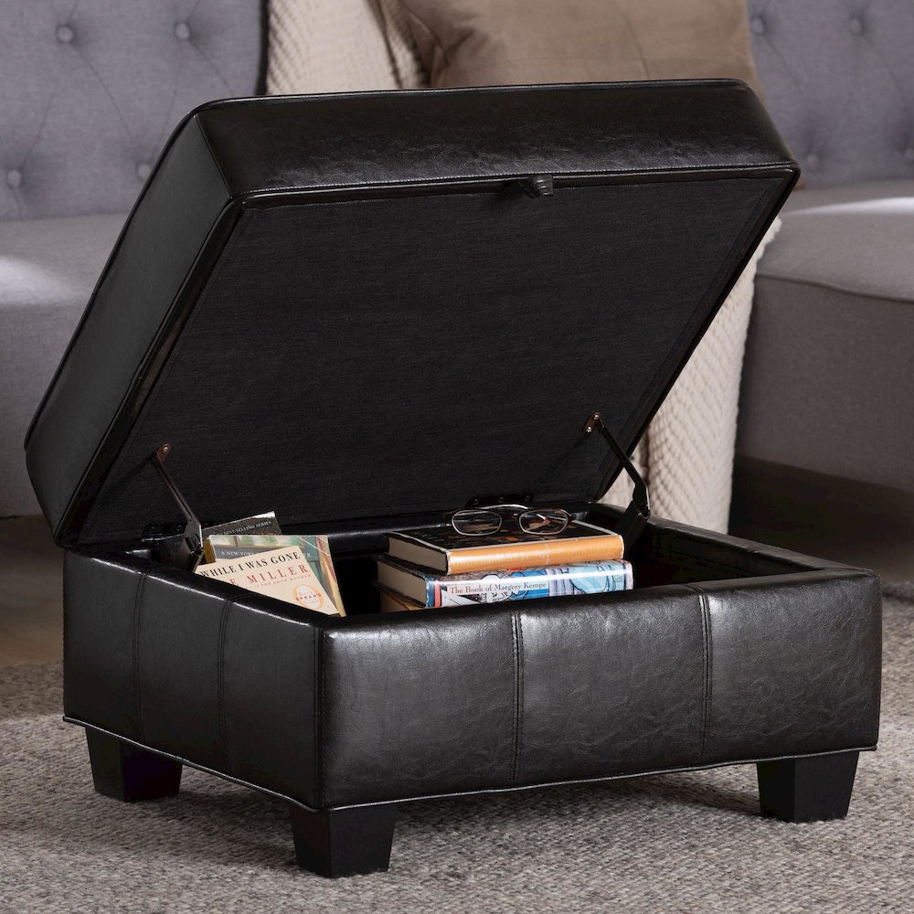 Baxton Studio Agustus Brown Leather Storage Ottoman. Picture 10