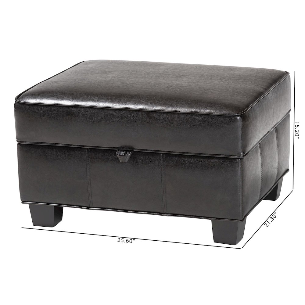 Baxton Studio Agustus Brown Leather Storage Ottoman. Picture 6