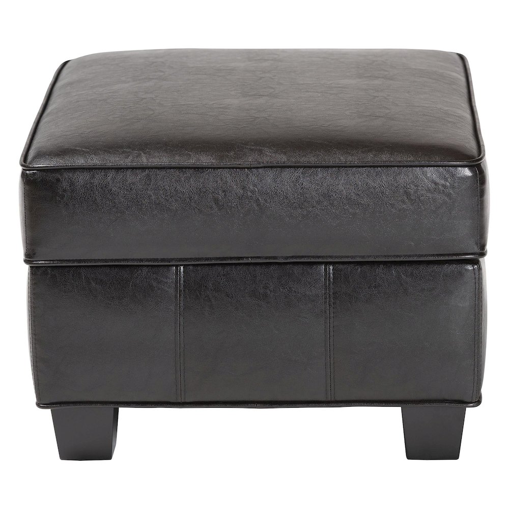 Baxton Studio Agustus Brown Leather Storage Ottoman. Picture 4