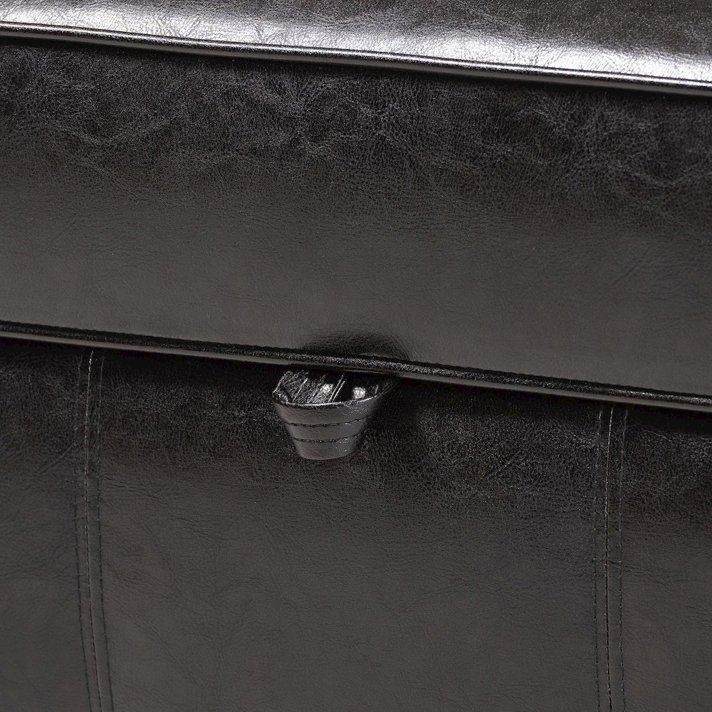 Baxton Studio Agustus Brown Leather Storage Ottoman. Picture 7
