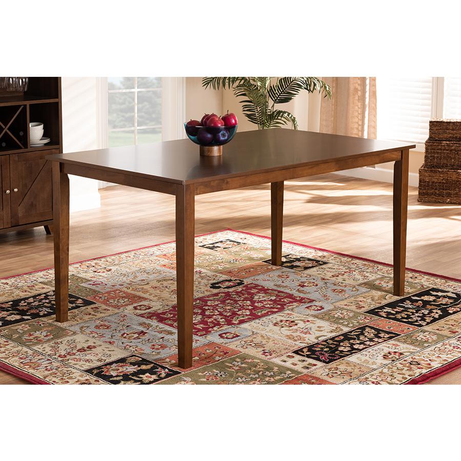 Walnut Brown Finished Rectangular Wood Dining Table. Picture 15
