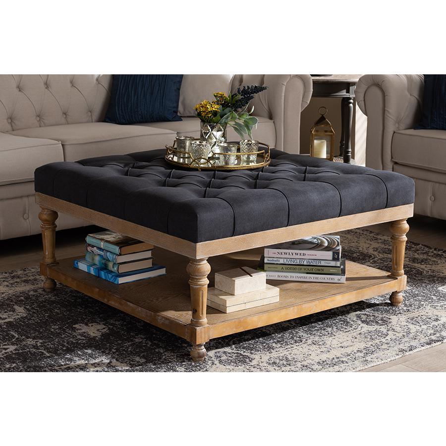 Greywashed Wood Cocktail Ottoman. Picture 15
