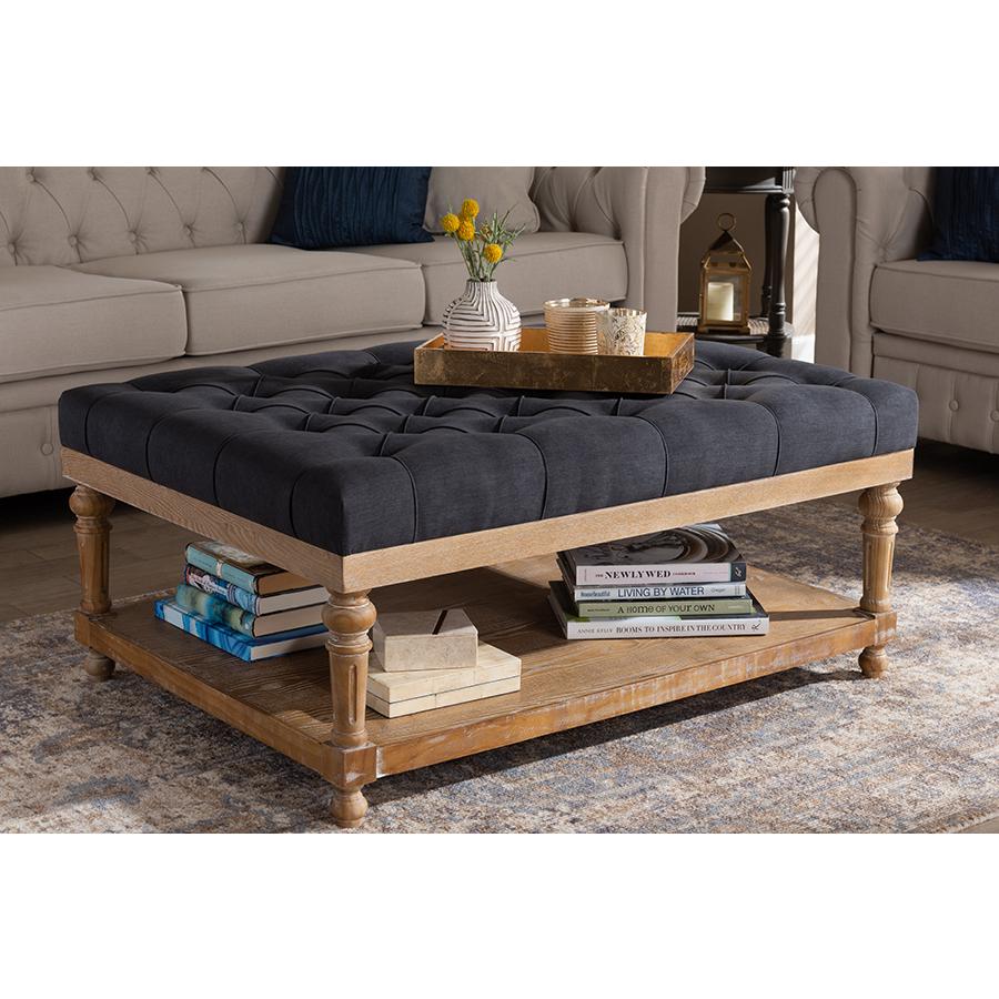 Greywashed Wood Cocktail Ottoman. Picture 17