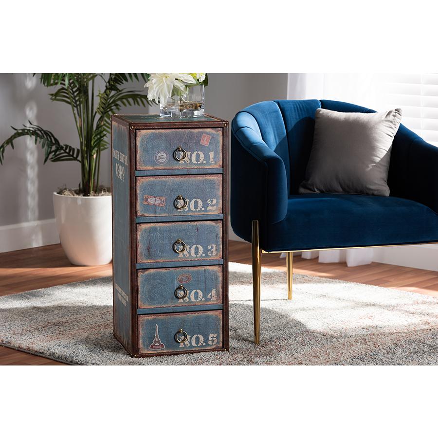 Inspired Blue Finished Wood 5-Drawer Accent Storage Cabinet. Picture 10