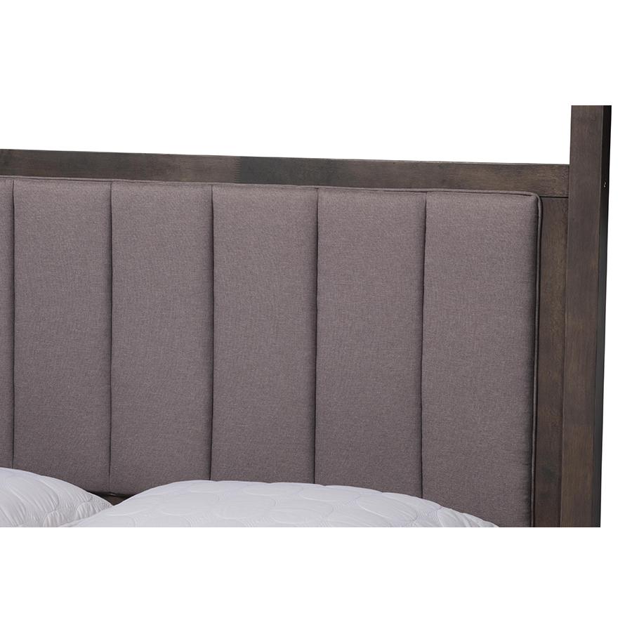 Dark Grey Oak Finished Wood King Size Platform Canopy Bed. Picture 4