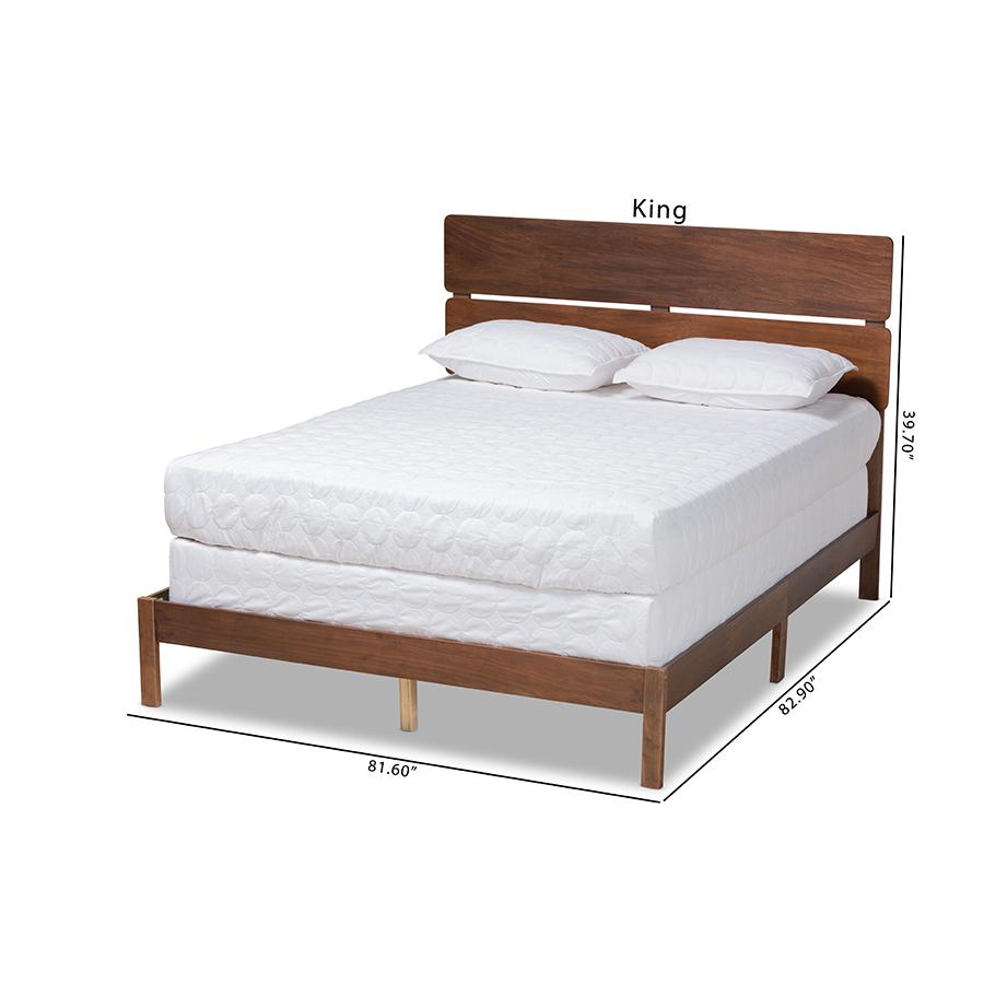 Anthony Modern and Contemporary Walnut Brown Finished Wood Queen Size Panel Bed. Picture 10