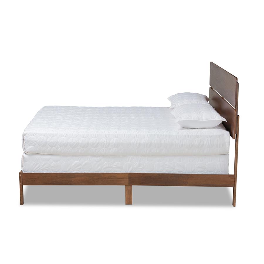 Anthony Modern and Contemporary Walnut Brown Finished Wood Queen Size Panel Bed. Picture 2
